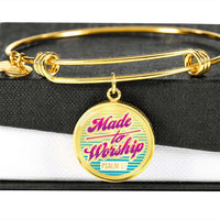 Load image into Gallery viewer, Designs by MyUtopia Shout Out:Made To Worship Engravable Keepsake Bangle Round Bracelet,Gold / No,Wire Bracelet
