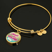 Load image into Gallery viewer, Designs by MyUtopia Shout Out:Made To Worship Engravable Keepsake Bangle Round Bracelet
