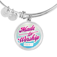 Load image into Gallery viewer, Designs by MyUtopia Shout Out:Made To Worship Engravable Keepsake Bangle Round Bracelet
