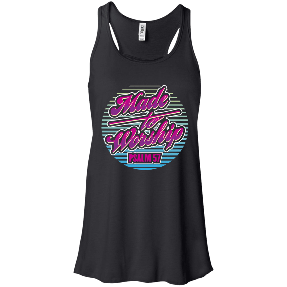 Designs by MyUtopia Shout Out:Made To Worship Flowy Racerback Tank,X-Small / Black,Tank Tops