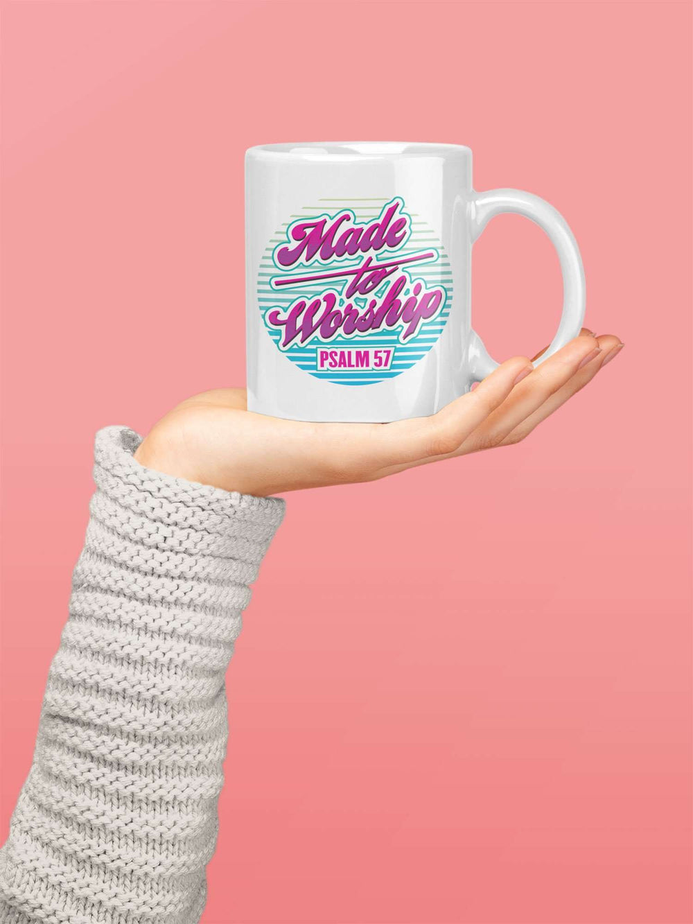 Designs by MyUtopia Shout Out:Made To Worship Psalm 57 Ceramic Coffee Cup -White
