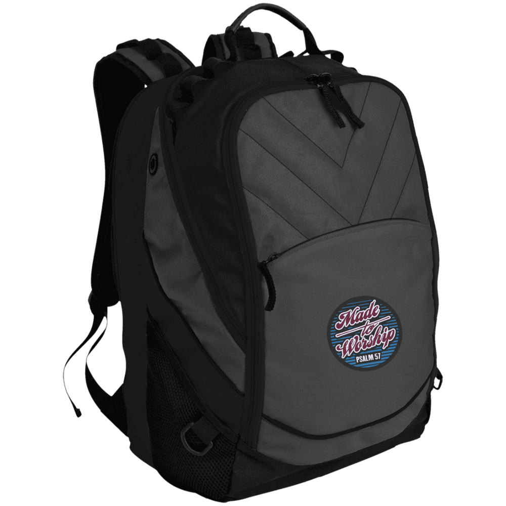 Designs by MyUtopia Shout Out:Made To Worship Psalm 57 Embroidered Laptop Computer Backpack,Dark Charcoal/Black / One Size,Backpacks