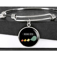 Load image into Gallery viewer, Designs by MyUtopia Shout Out:Mama Bird Engravable Keepsake Bangle Round Bracelet - Black,Silver / No,Bracelets
