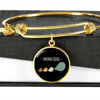 Load image into Gallery viewer, Designs by MyUtopia Shout Out:Mama Bird Engravable Keepsake Bangle Round Bracelet - Black,Gold / No,Bracelets
