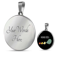 Load image into Gallery viewer, Designs by MyUtopia Shout Out:Mama Bird Engravable Keepsake Round Pendant Necklace - Black,Silver / Yes,Necklace
