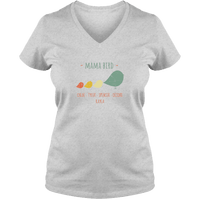 Load image into Gallery viewer, Designs by MyUtopia Shout Out:Mama Bird Personalized Ladies V Neck Tee,S / Athletic Heather,Ladies T-Shirts
