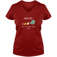 Load image into Gallery viewer, Designs by MyUtopia Shout Out:Mama Bird Personalized Ladies V Neck Tee,S / True Red,Ladies T-Shirts
