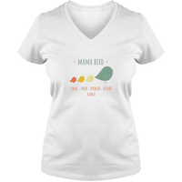 Load image into Gallery viewer, Designs by MyUtopia Shout Out:Mama Bird Personalized Ladies V Neck Tee,S / White,Ladies T-Shirts
