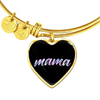 Load image into Gallery viewer, Designs by MyUtopia Shout Out:Mama Engravable Keepsake Bangle Heart Bracelet - Black,Gold / No,Charm Bracelet
