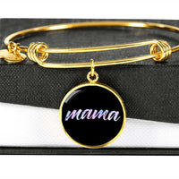 Load image into Gallery viewer, Designs by MyUtopia Shout Out:Mama Engravable Keepsake Bangle Round Bracelet - Black,Gold / No,Bracelets
