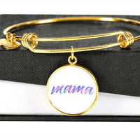Load image into Gallery viewer, Designs by MyUtopia Shout Out:Mama Engravable Keepsake Bangle Round Bracelet - White,Gold / No,Bracelets
