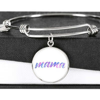 Load image into Gallery viewer, Designs by MyUtopia Shout Out:Mama Engravable Keepsake Bangle Round Bracelet - White,Silver / No,Bracelets
