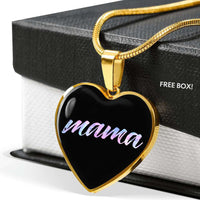 Load image into Gallery viewer, Designs by MyUtopia Shout Out:Mama Engravable Keepsake Heart Necklace - Black
