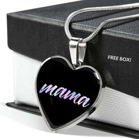 Load image into Gallery viewer, Designs by MyUtopia Shout Out:Mama Engravable Keepsake Heart Necklace - Black
