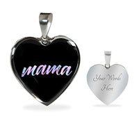 Load image into Gallery viewer, Designs by MyUtopia Shout Out:Mama Engravable Keepsake Heart Necklace - Black,Silver / Yes,Necklace

