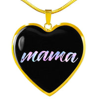 Load image into Gallery viewer, Designs by MyUtopia Shout Out:Mama Engravable Keepsake Heart Necklace - Black,Gold / No,Necklace
