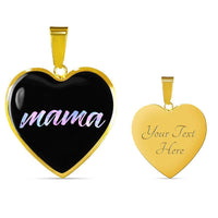 Load image into Gallery viewer, Designs by MyUtopia Shout Out:Mama Engravable Keepsake Heart Necklace - Black,Gold / Yes,Necklace
