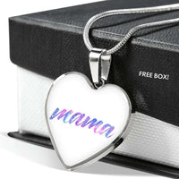 Load image into Gallery viewer, Designs by MyUtopia Shout Out:Mama Engravable Keepsake Heart Necklace - White
