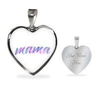 Load image into Gallery viewer, Designs by MyUtopia Shout Out:Mama Engravable Keepsake Heart Necklace - White,Silver / Yes,Necklace
