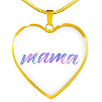 Load image into Gallery viewer, Designs by MyUtopia Shout Out:Mama Engravable Keepsake Heart Necklace - White,Gold / No,Necklace
