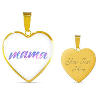 Load image into Gallery viewer, Designs by MyUtopia Shout Out:Mama Engravable Keepsake Heart Necklace - White,Gold / Yes,Necklace
