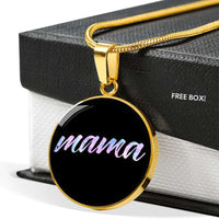 Load image into Gallery viewer, Designs by MyUtopia Shout Out:Mama Engravable Keepsake Round Pendant Necklace - Black
