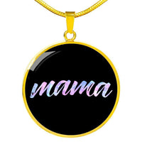 Load image into Gallery viewer, Designs by MyUtopia Shout Out:Mama Engravable Keepsake Round Pendant Necklace - Black,Gold / No,Necklace
