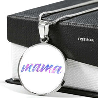 Load image into Gallery viewer, Designs by MyUtopia Shout Out:Mama Engravable Keepsake Round Pendant Necklace - White
