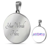 Load image into Gallery viewer, Designs by MyUtopia Shout Out:Mama Engravable Keepsake Round Pendant Necklace - White,Silver / Yes,Necklace
