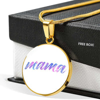 Load image into Gallery viewer, Designs by MyUtopia Shout Out:Mama Engravable Keepsake Round Pendant Necklace - White
