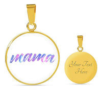Load image into Gallery viewer, Designs by MyUtopia Shout Out:Mama Engravable Keepsake Round Pendant Necklace - White,Gold / Yes,Necklace
