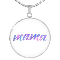 Load image into Gallery viewer, Designs by MyUtopia Shout Out:Mama Engravable Keepsake Round Pendant Necklace - White,Silver / No,Necklace
