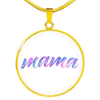 Load image into Gallery viewer, Designs by MyUtopia Shout Out:Mama Engravable Keepsake Round Pendant Necklace - White,Gold / No,Necklace
