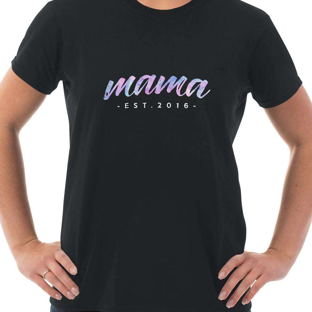 Designs by MyUtopia Shout Out:Mama Established Personalized Adult Unisex T-Shirt