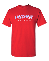Load image into Gallery viewer, Designs by MyUtopia Shout Out:Mama Established Personalized Adult Unisex T-Shirt,True Red / S,Adult Unisex T-Shirt
