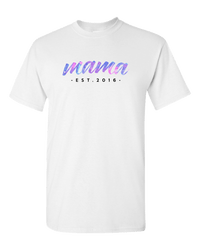 Load image into Gallery viewer, Designs by MyUtopia Shout Out:Mama Established Personalized Adult Unisex T-Shirt,White / S,Adult Unisex T-Shirt
