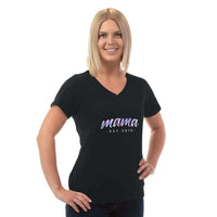 Load image into Gallery viewer, Designs by MyUtopia Shout Out:Mama Established Personalized Ladies V Neck Tee
