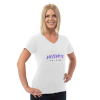 Load image into Gallery viewer, Designs by MyUtopia Shout Out:Mama Established Personalized Ladies V Neck Tee
