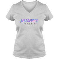 Load image into Gallery viewer, Designs by MyUtopia Shout Out:Mama Established Personalized Ladies V Neck Tee,Athletic Heather / S,Ladies T-Shirts
