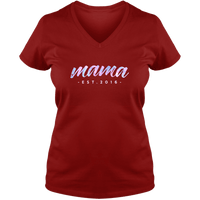 Load image into Gallery viewer, Designs by MyUtopia Shout Out:Mama Established Personalized Ladies V Neck Tee,True Red / S,Ladies T-Shirts
