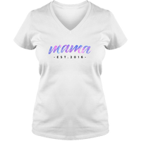 Load image into Gallery viewer, Designs by MyUtopia Shout Out:Mama Established Personalized Ladies V Neck Tee,White / S,Ladies T-Shirts
