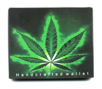Load image into Gallery viewer, Designs by MyUtopia Shout Out:Marijuana Leaf Vegan Leather Bifold Men&#39;s Wallet with Flip Up ID Window
