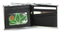 Load image into Gallery viewer, Designs by MyUtopia Shout Out:Marijuana Leaf Vegan Leather Bifold Men&#39;s Wallet with Flip Up ID Window
