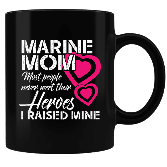 Designs by MyUtopia Shout Out:Marine Mom Black Ceramic Coffee Mug,Black,Ceramic Coffee Mug