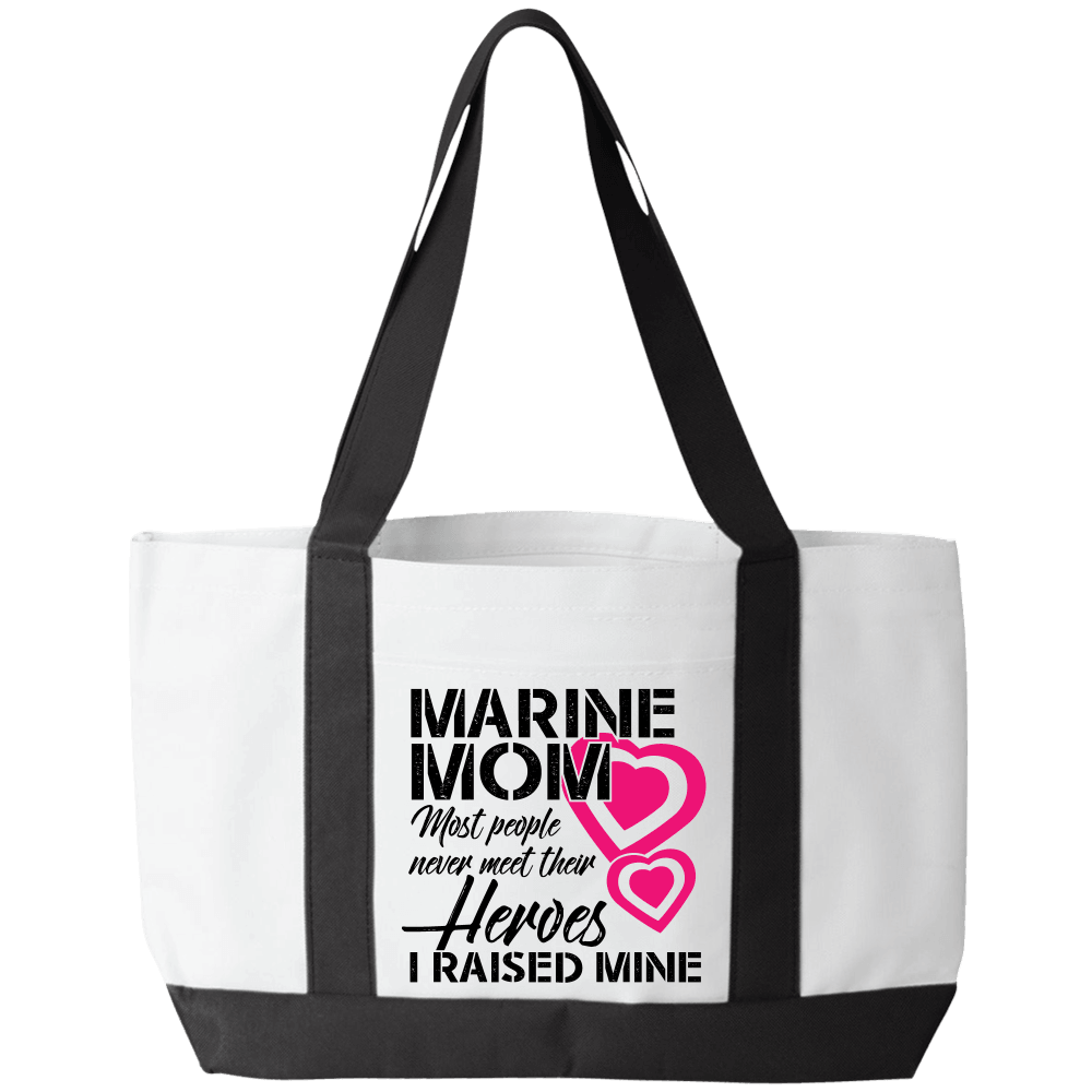 Designs by MyUtopia Shout Out:Marine Mom Canvas Totebag Gym / Beach / Pool Gear Bag,White,Gym Totebag