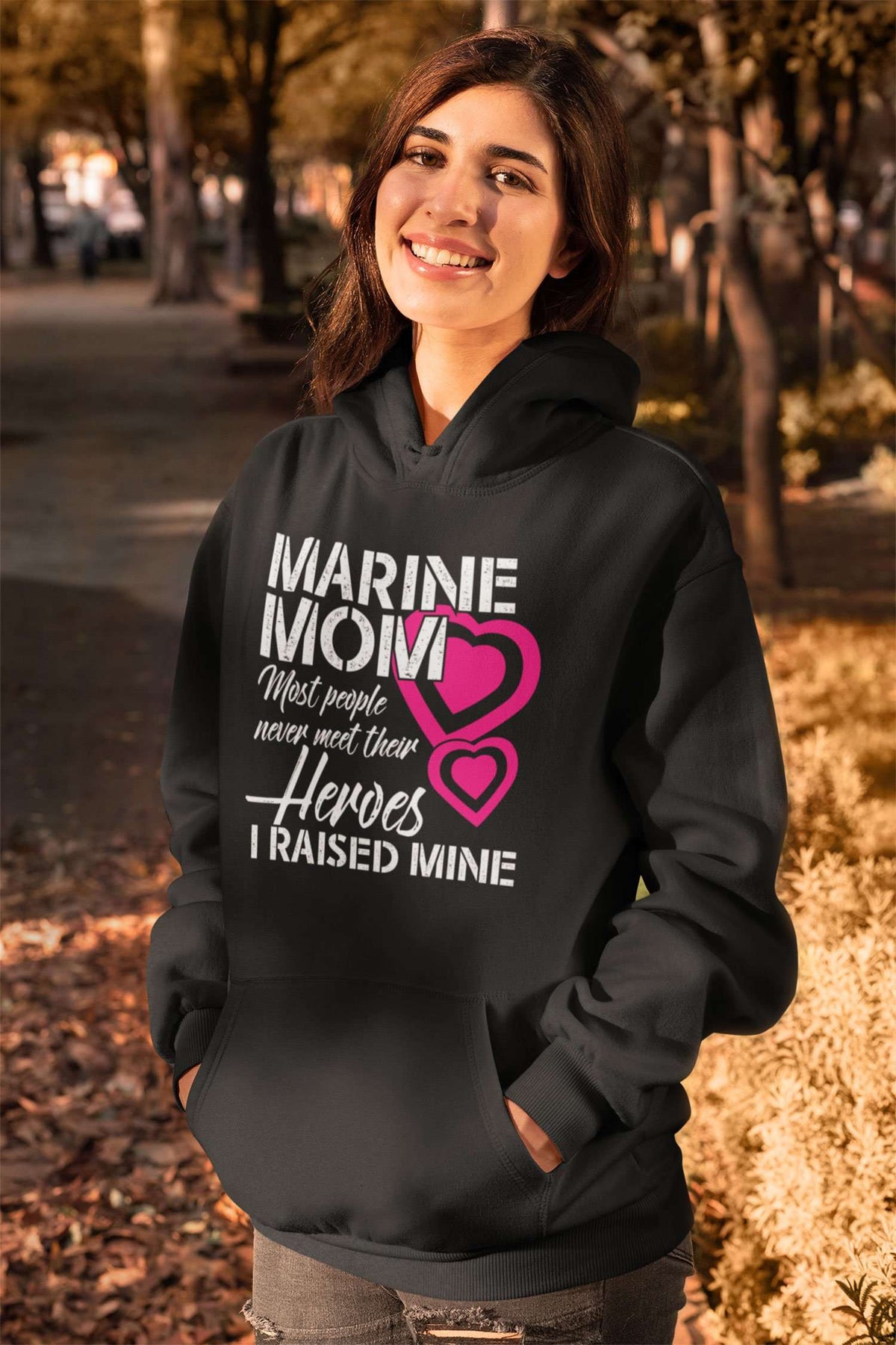 Designs by MyUtopia Shout Out:Marine Mom Core Fleece Pullover Hoodie