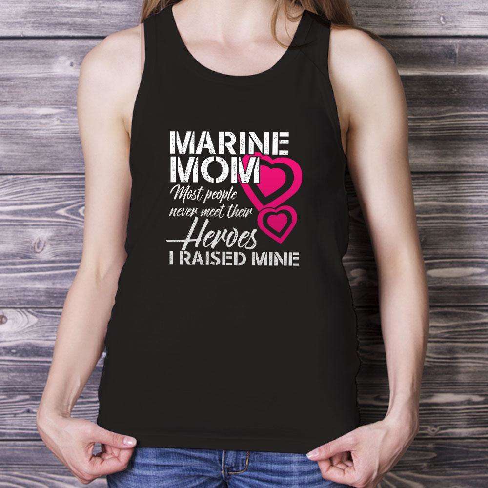 Designs by MyUtopia Shout Out:Marine Mom Cotton Unisex Tank Top,Black / X-Small,Tank Tops
