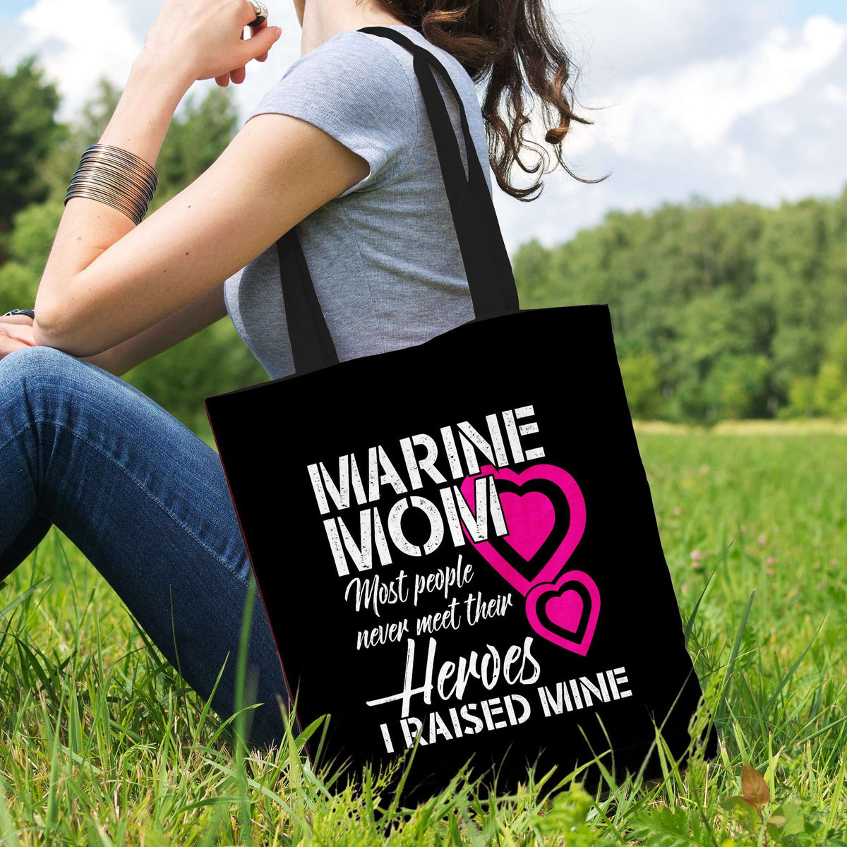 Designs by MyUtopia Shout Out:Marine Mom Fabric Totebag Reusable Shopping Tote