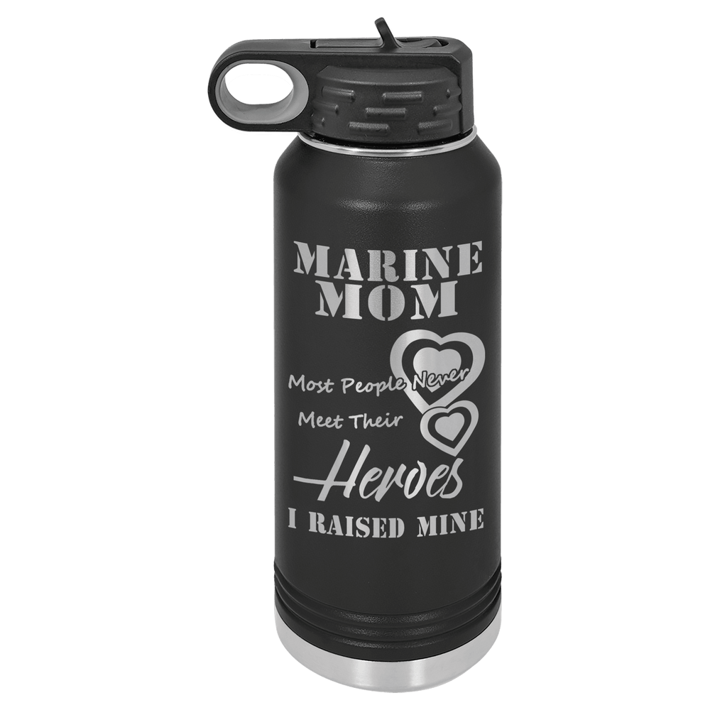 Designs by MyUtopia Shout Out:Marine Mom, I Raised My Hero - 32 oz Polar Camel Water Bottle - Stainless Steel,32oz / Black,Polar Camel - 32oz Water Bottle