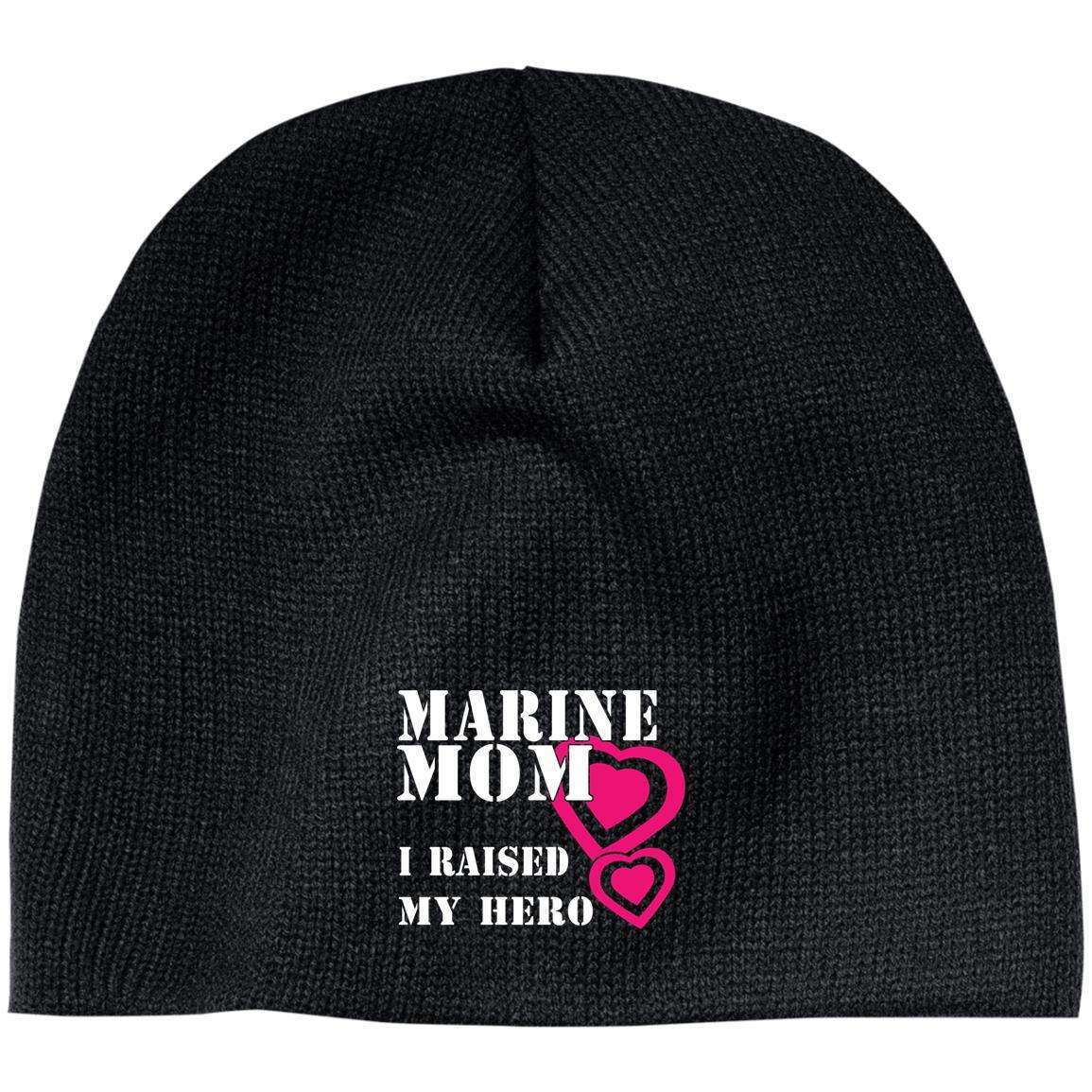 Designs by MyUtopia Shout Out:Marine Mom I raised my Hero 100% Acrylic Beanie Hat,Black / One Size,Hats